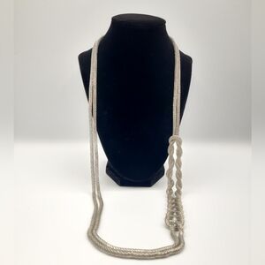 Long Chic Silver Braided Mesh Necklace